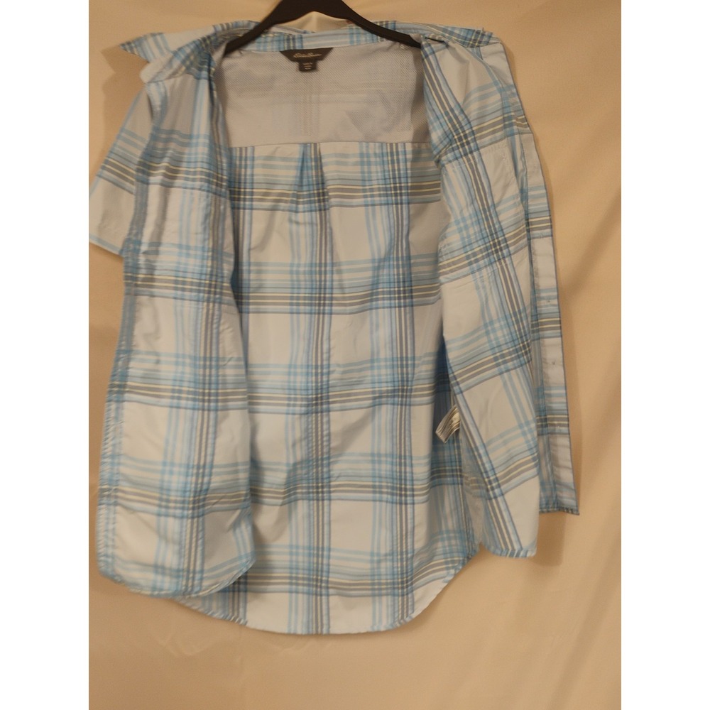 Eddie Bauer Shirt Womens Medium M Blue Plaid Adventurer Shirt Button Up Dry - Picture 9 of 11